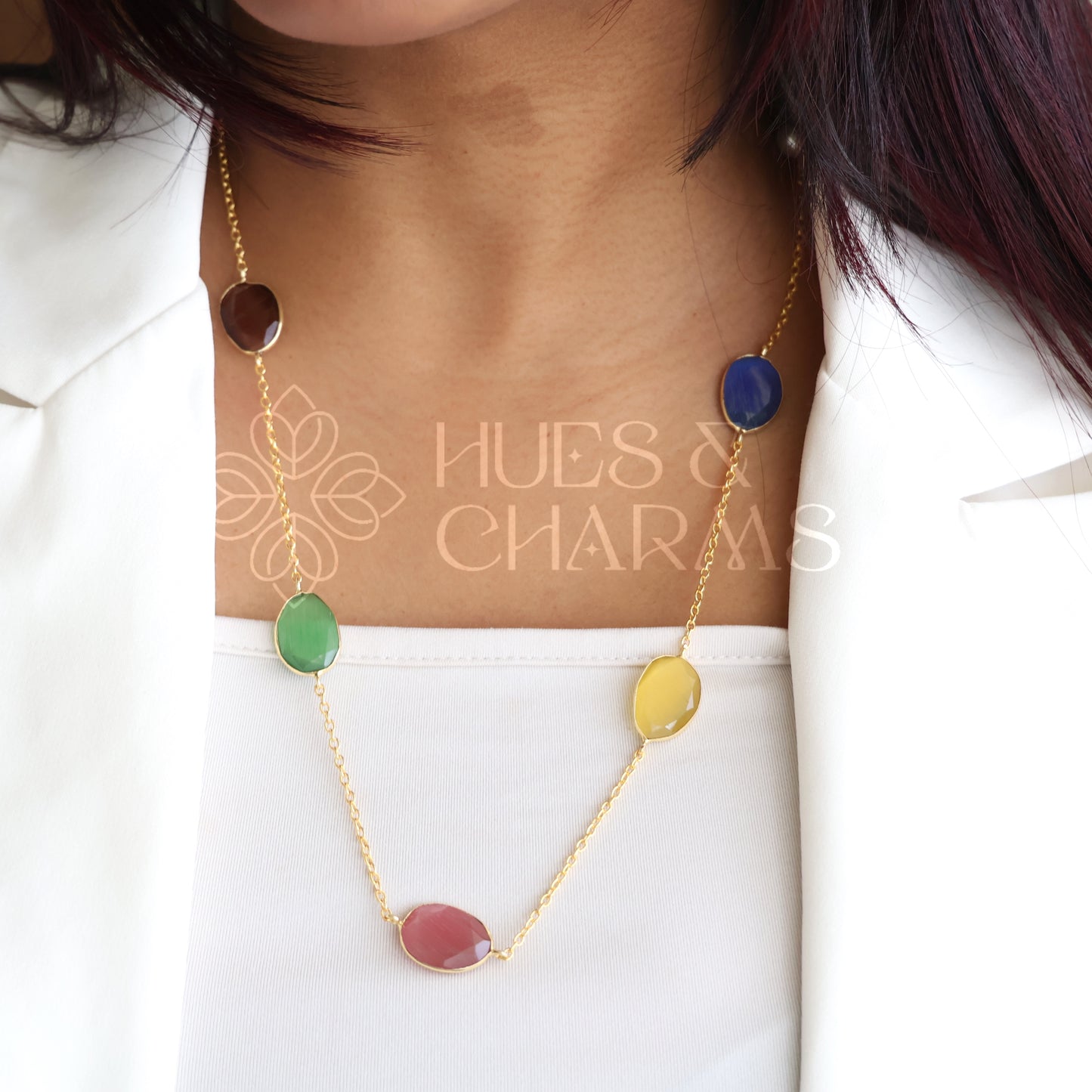 MULTICOLOUR GLOSSY MEDIUM NECKLACE (COLOURS AVAILABLE)