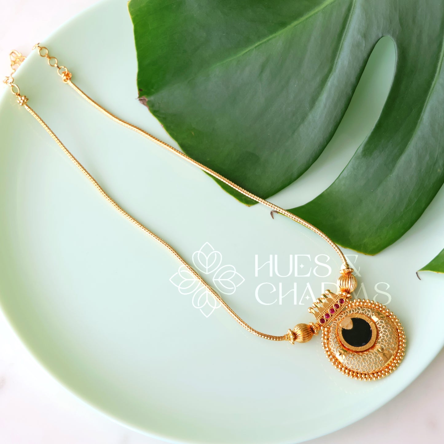 GOLD PLATED SUVARNA PALAKKA PENDANT BALL NECKLACE | GOLD PLATED