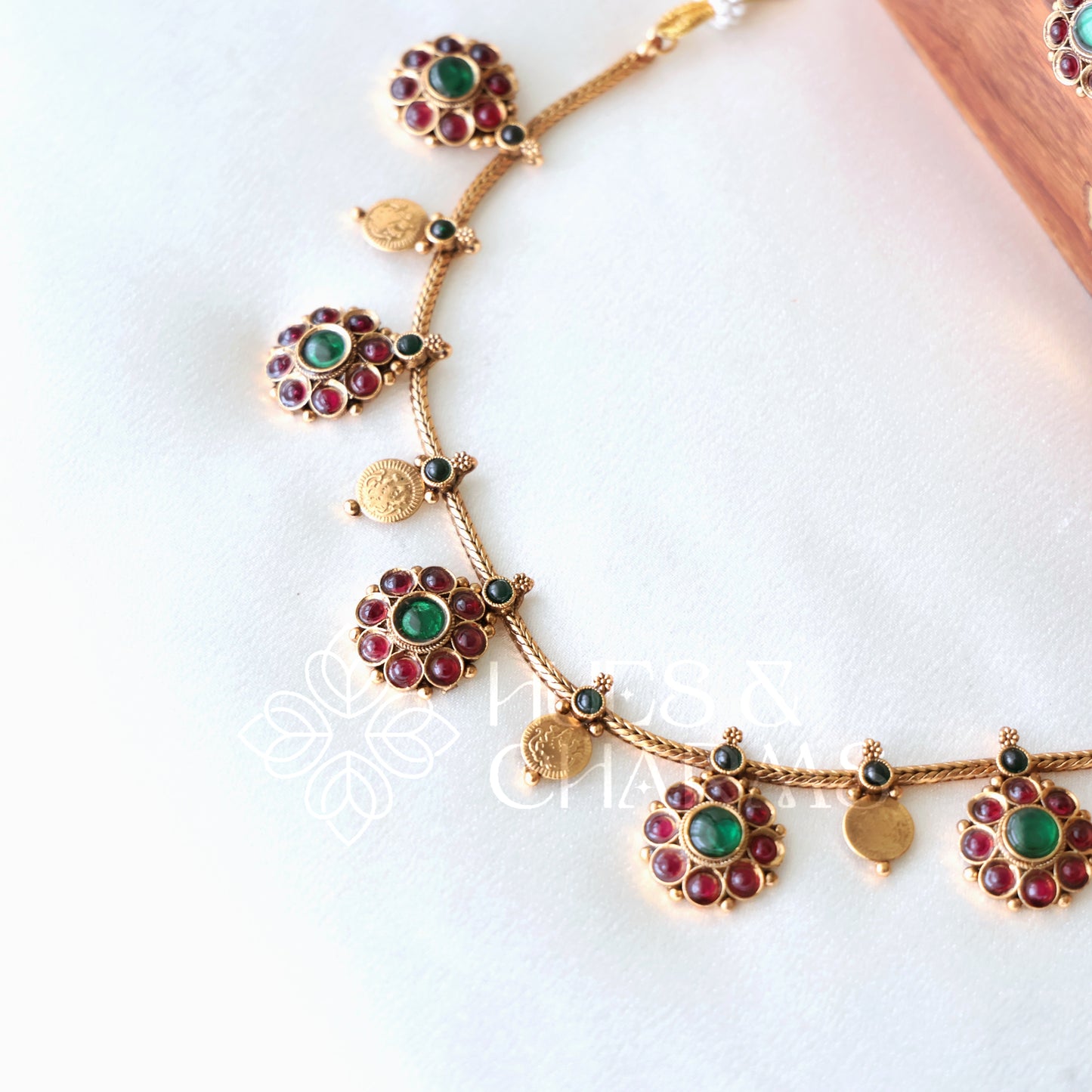 TRADITIONAL LAKSHMI COIN FLORAL NECKLACE SET