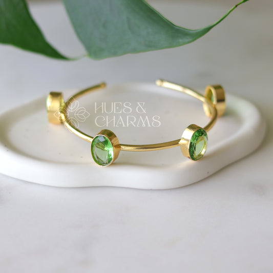 GLOSSY OVAL 4 STONE BANGLE (COLOURS AVAILABLE)