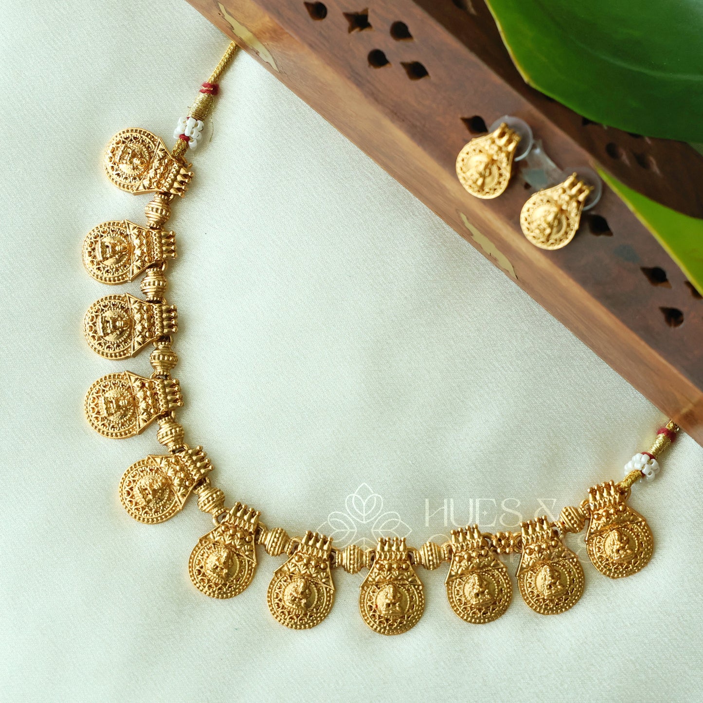 GOLDEN SOUBHAGYA LAKSHMI TEMPLE NECKLACE SET