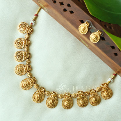 GOLDEN SOUBHAGYA LAKSHMI TEMPLE NECKLACE SET