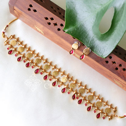 TRADITIONAL THREE LAYER KAASHU CHOKER SET(COLOURS AVAILABLE)