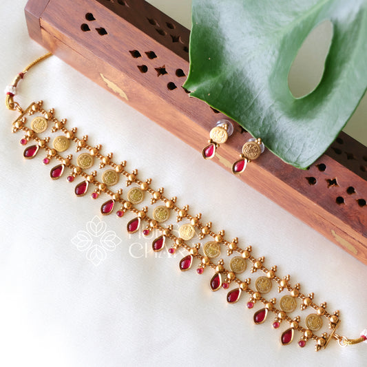 TRADITIONAL THREE LAYER KAASHU CHOKER SET(COLOURS AVAILABLE)