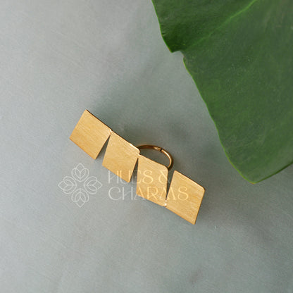 GOLDEN STACKED SQUARE STATEMENT ADJUSTABLE RING