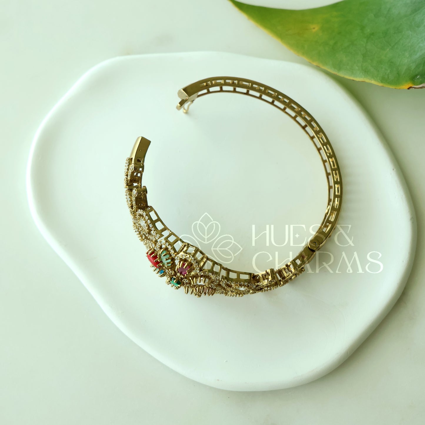 ANTIQUE NAVRATNA AD OPENABLE BANGLE