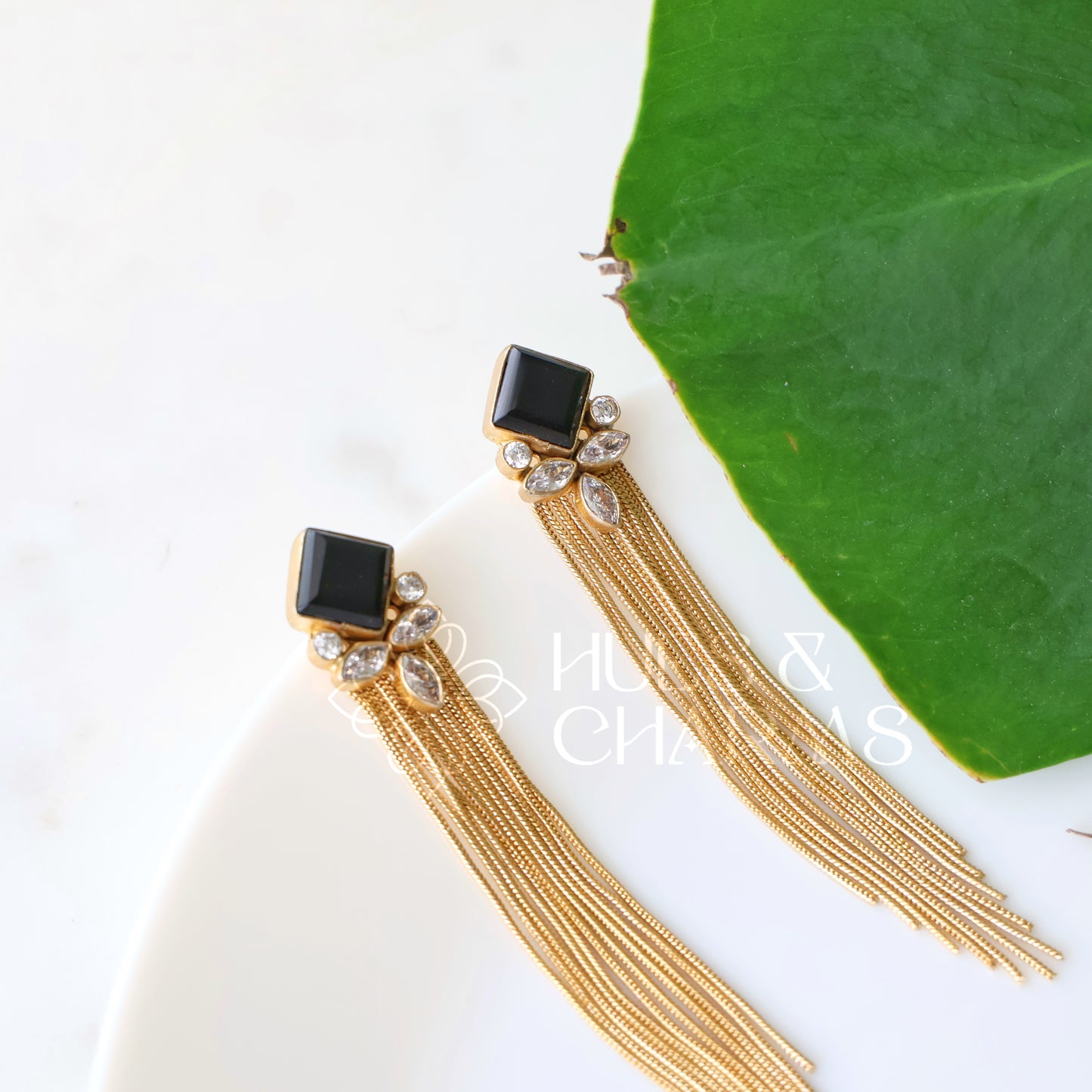 GOLDEN TASSEL GLOSSY STATEMENT EARRINGS (COLOURS AVAILABLE)