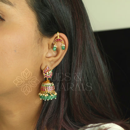 GOLDEN MAYURAVALLI KEMP RAGA JHUMKA |PREMIUM JEWELLERY