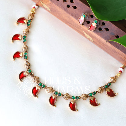 TRADITIONAL PALAKKA VAIDEHI NECKLACE SET (Colours available)