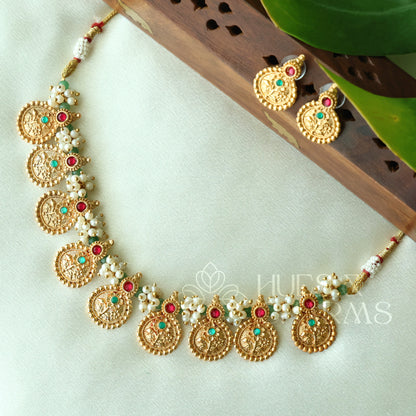 GOLDEN SWARNA RATNA PEARL NECKLACE SET