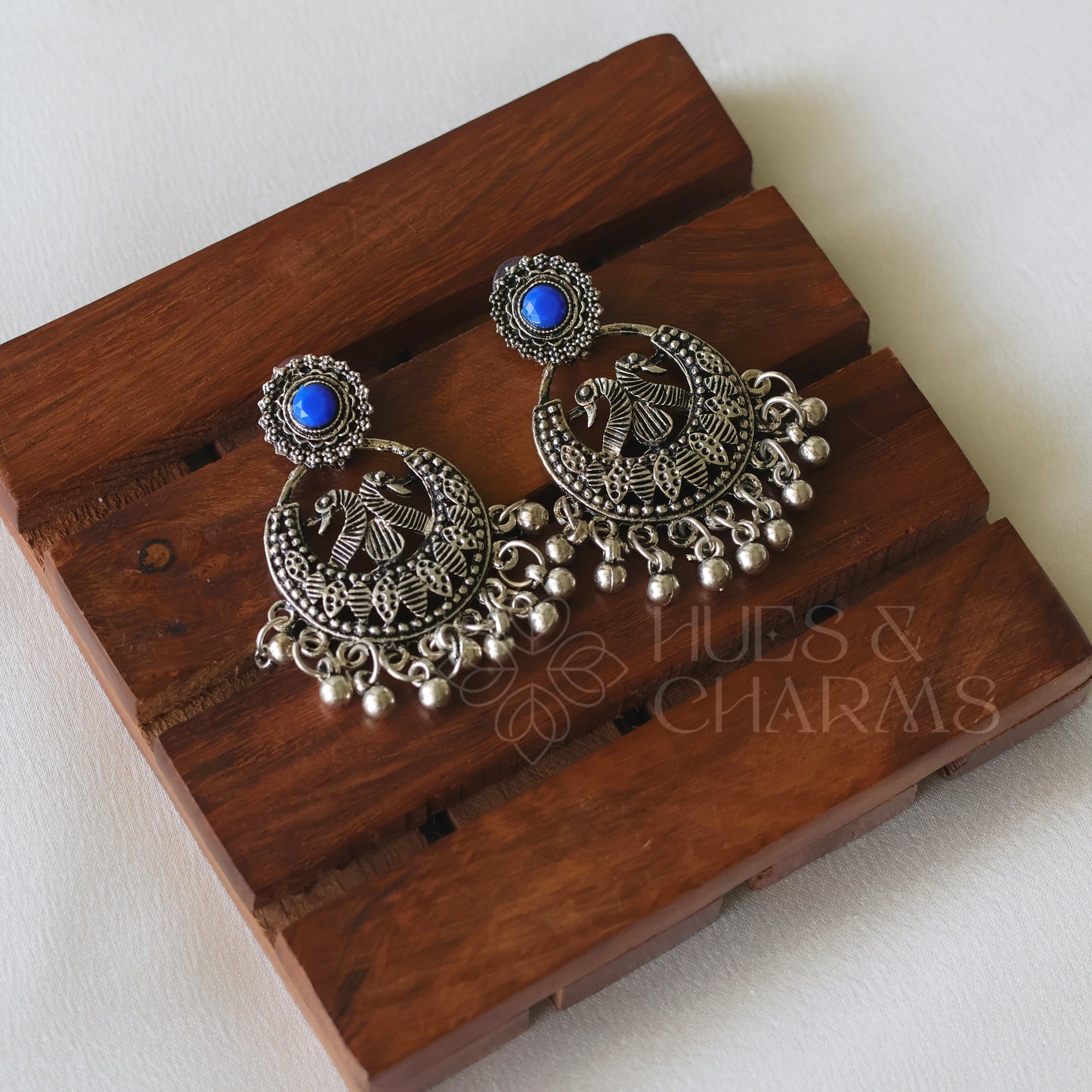 OXIDIZED BLUE EARRINGS