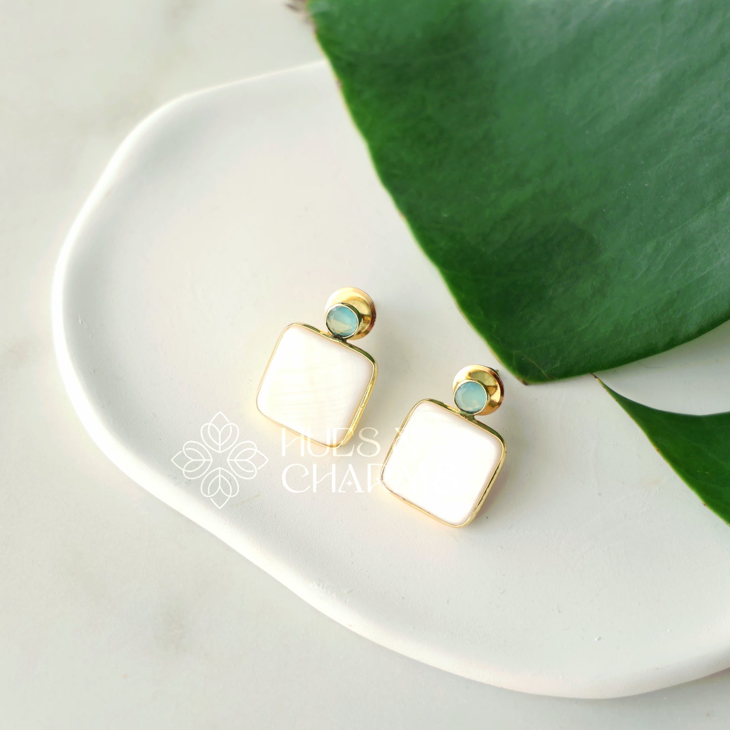 GLOSSY OPALINE MOP STUD EARRINGS (COLOURS AVAILABLE)