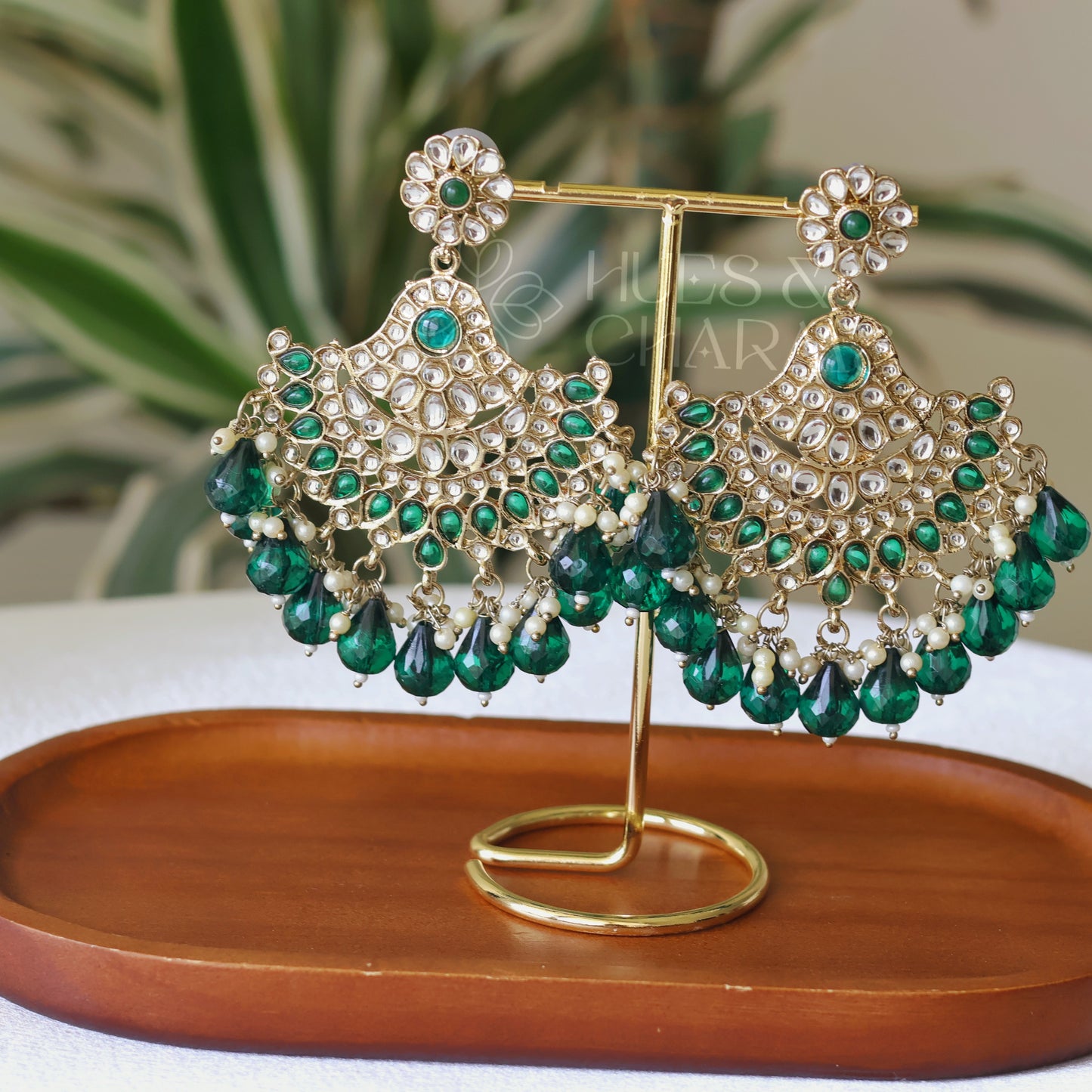 ELEGANT CLASSIC EARRINGS -GREEN