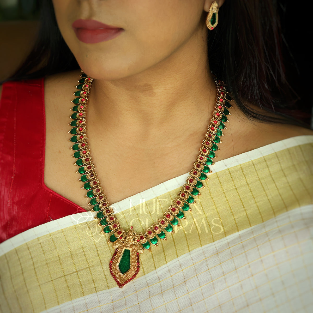 GOLDEN PALAKKA LAKSHMI HARAM SET (Colours available)