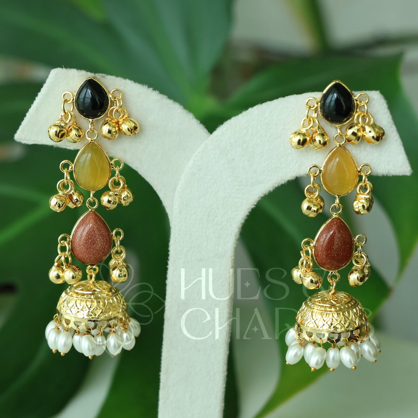 GOLDEN KANIKA PEARL GHUNGROO JHUMKA (Colours available)