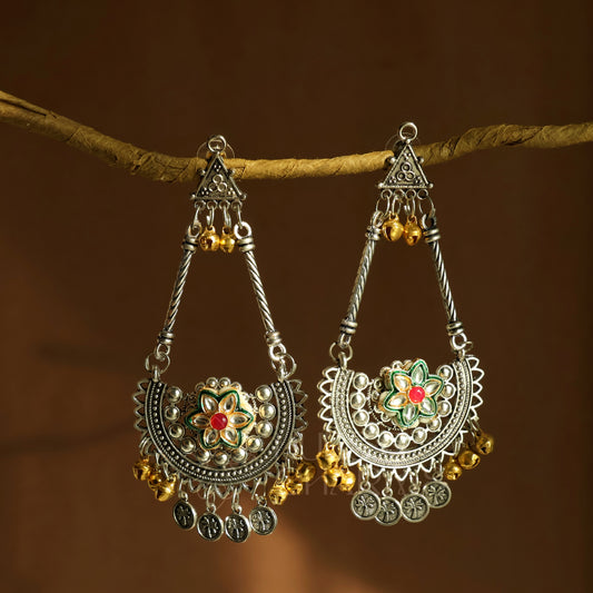 OXIDIZED CHAANDNI DUAL TONE CHANDBALI EARRINGS