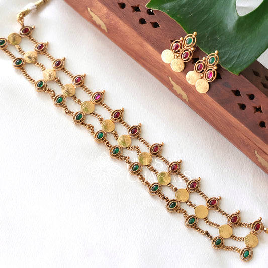 GOLDEN LAKSHMI COIN CHOKER SET