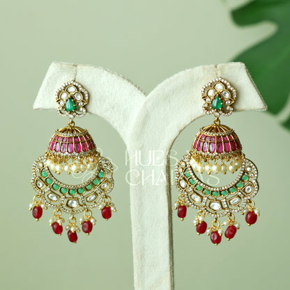 GOLDEN STATEMENT TARANGINI KEMP CHANDBALI EARRINGS| PREMIUM JEWELLERY (Colours available)