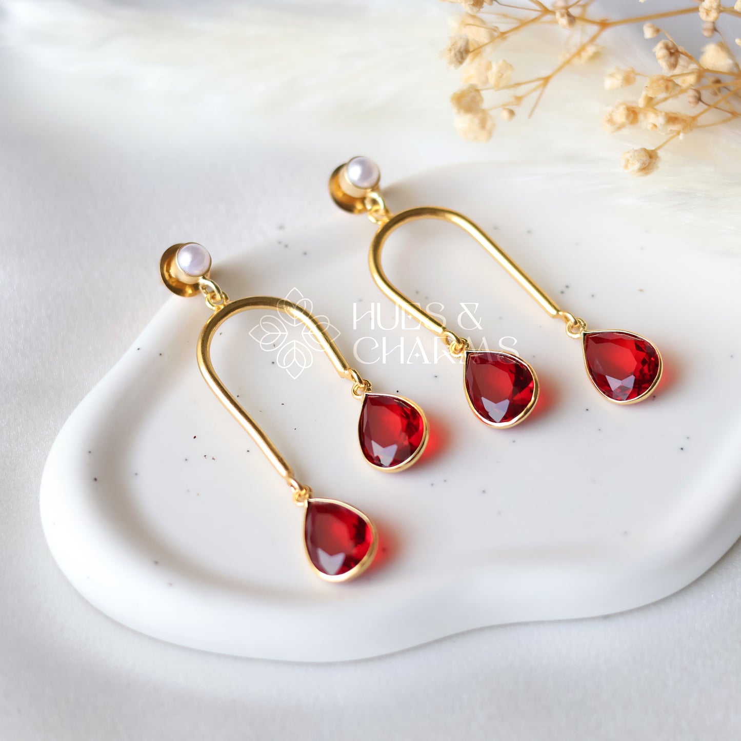 GLOSSY DROP PEARL EARRINGS (COLOURS AVAILABLE)