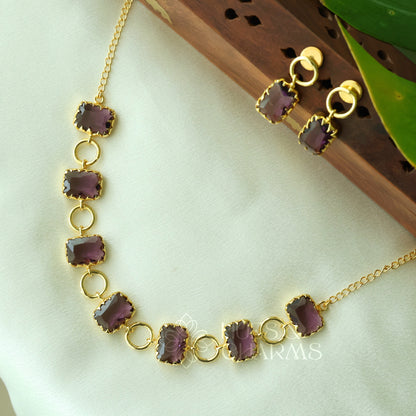 GLOSSY RECTANGLE LUMINA NECKLACE SET (COLOURS AVAILABLE)