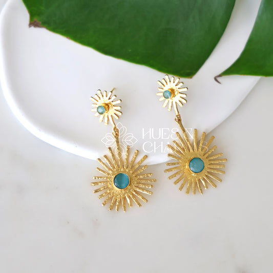GOLDEN SUNBEAM DUO DROPS EARRINGS (COLOURS AVAILABLE)