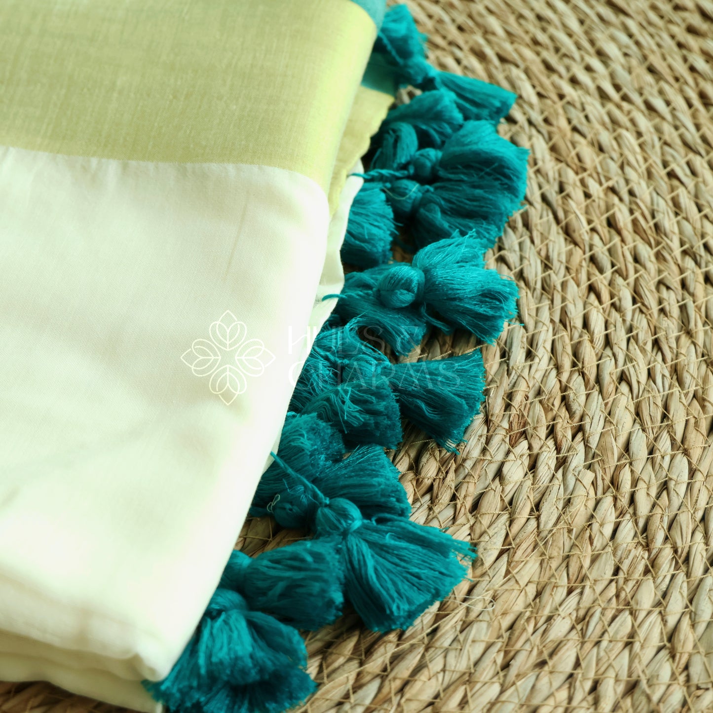 PURE MUL COTTON SAREE  -PACHAPOO (OFFWHITE)