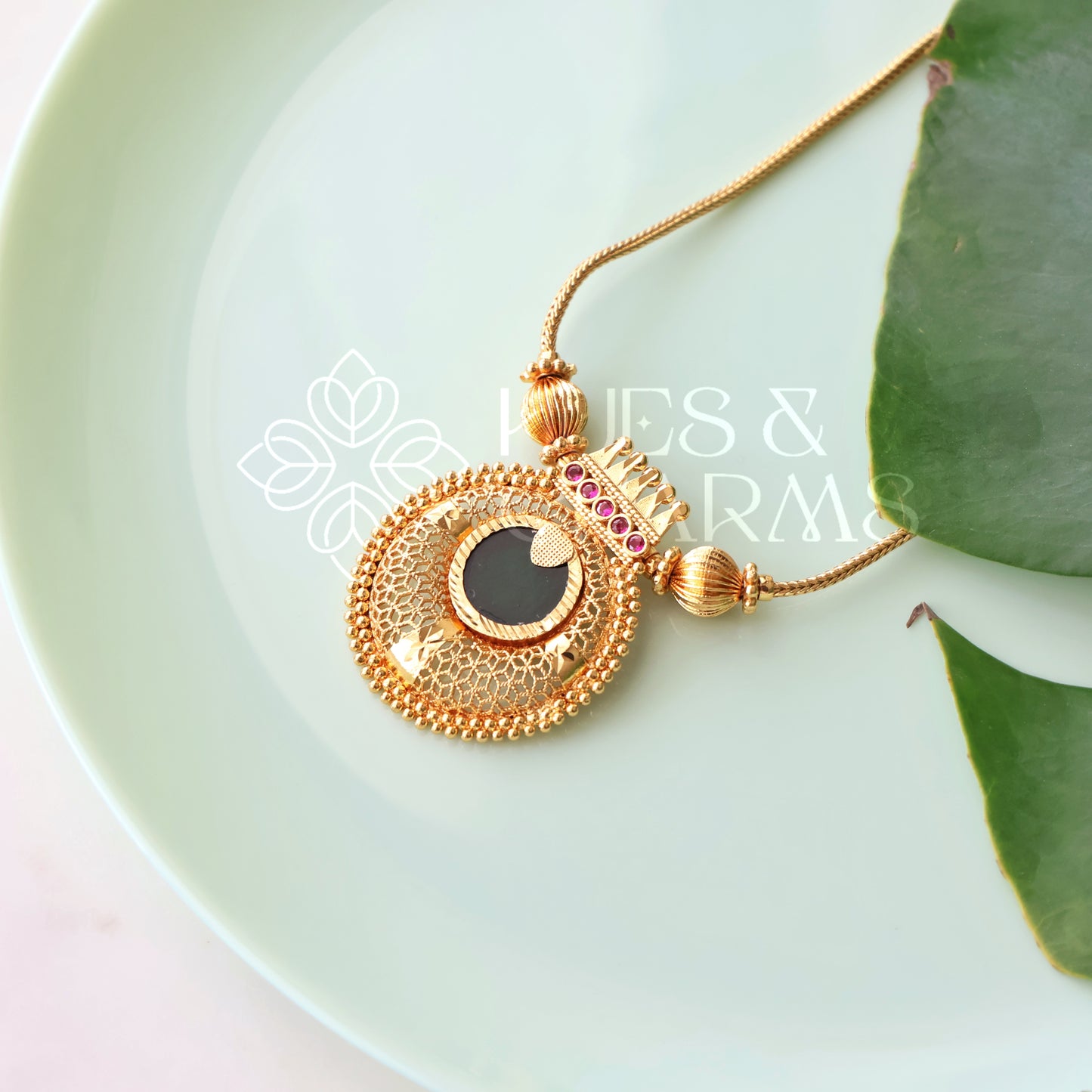 GOLD PLATED SUVARNA PALAKKA PENDANT BALL NECKLACE | GOLD PLATED