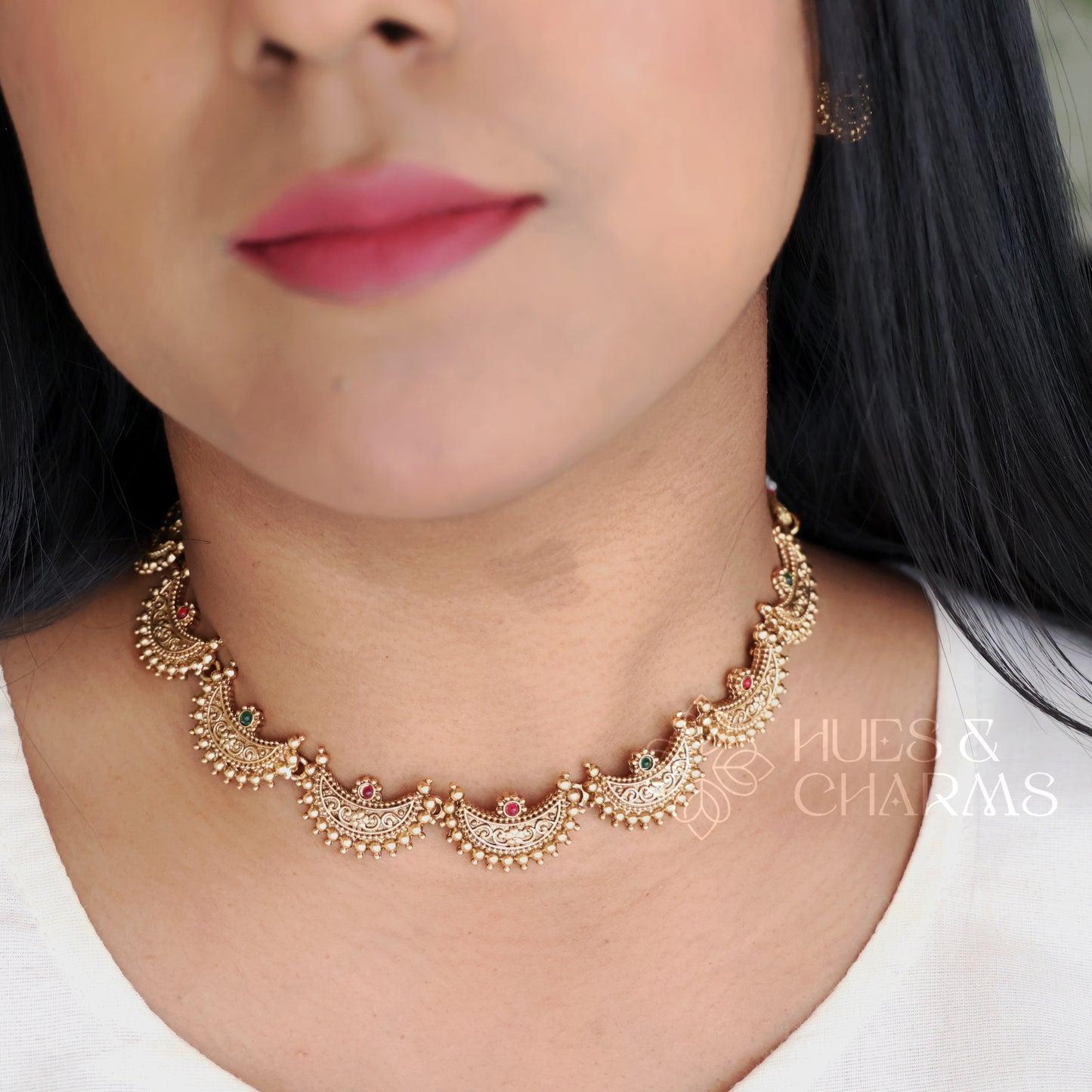 TRADITIONAL DIYA NECKLACE SET (COLOURS AVAILABLE)