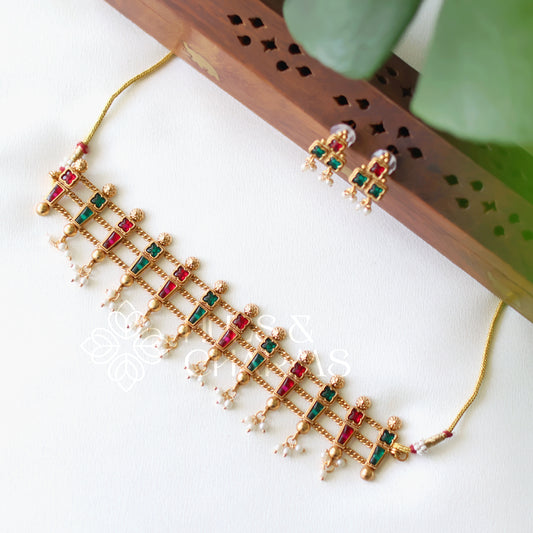 GOLDEN 3 LAYER KEMP CHOKER SET