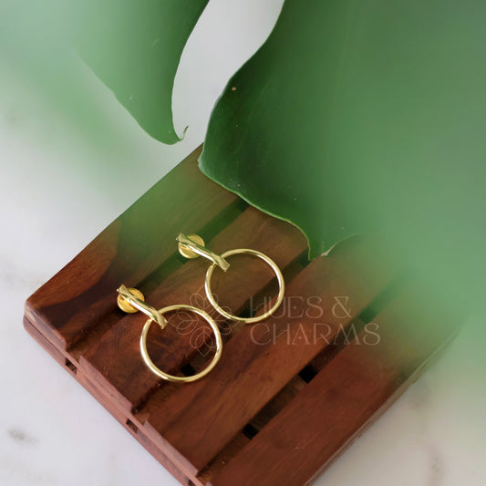 GOLDEN TWIST HOOP DANGLER EARRINGS