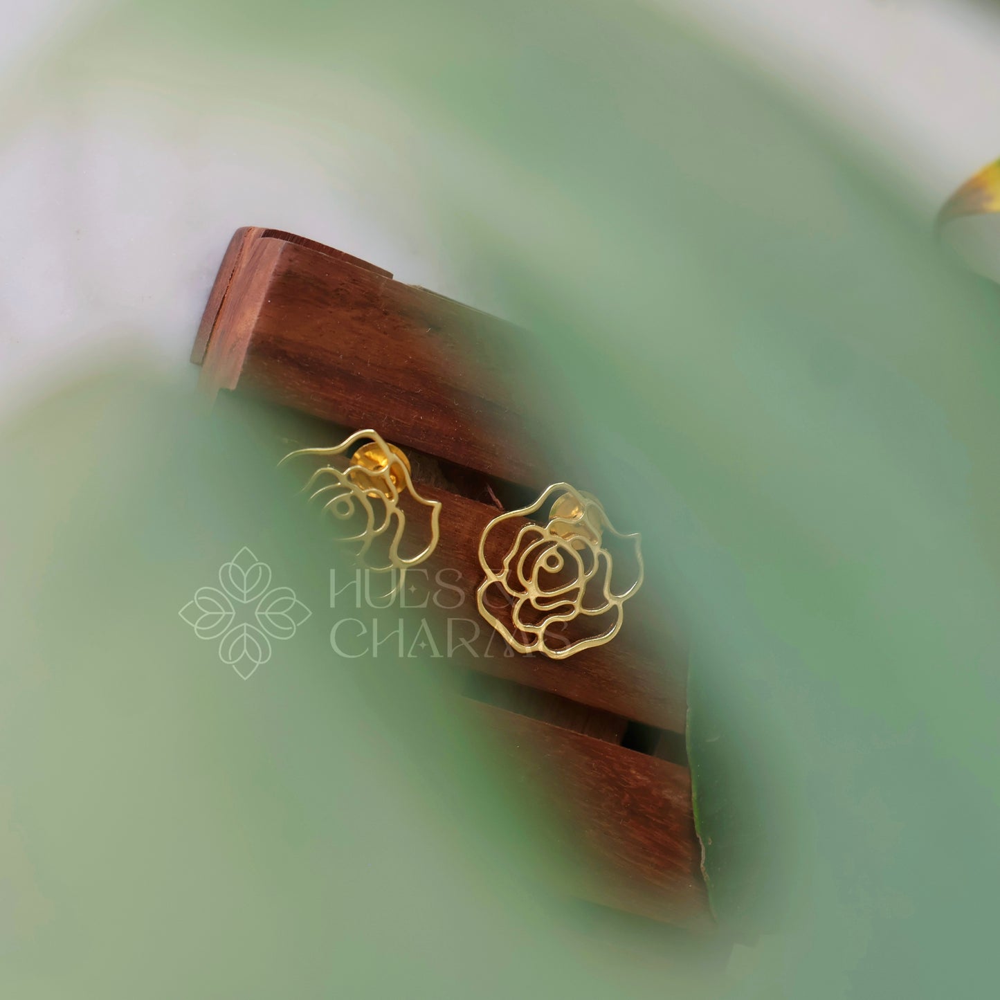 GOLDEN BLUSH ROSE EARRINGS