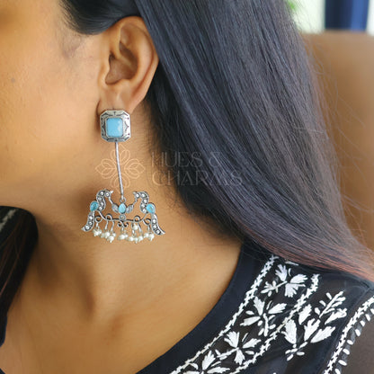 OXIDIZED PEACOCOK DESIGN EARRINGS ( COLOURS AVAILABLE )