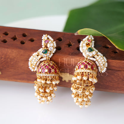 GOLDEN MAYURI LAYERED PEARL JHUMKA| PREMIUM JEWELLERY