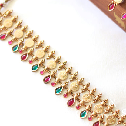 TRADITIONAL THREE LAYER KAASHU CHOKER SET(COLOURS AVAILABLE)