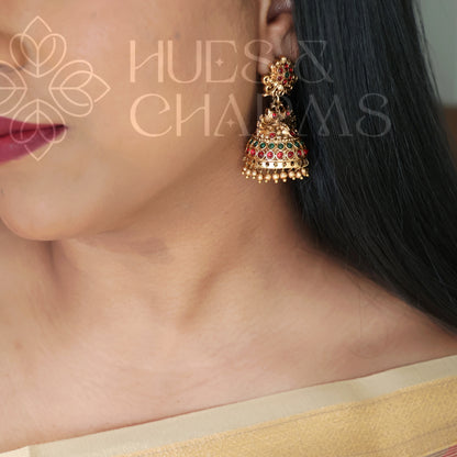 GOLDEN MAYURA TEMPLE JHUMKAS
