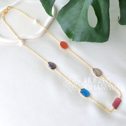 MULTICOLOUR GLOSSY MEDIUM NECKLACE (COLOURS AVAILABLE)