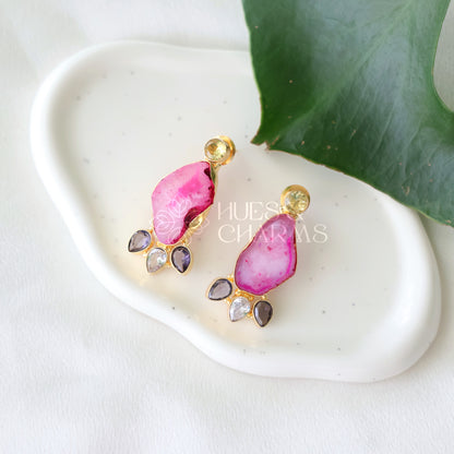 GOLDEN EIRA AGATE DROP EARRINGS (COLOURS AVAILABLE)
