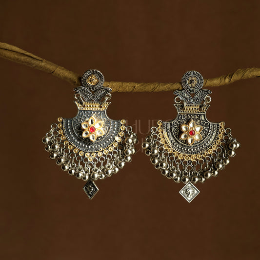 OXIDIZED DUAL TONE PHOOLRANI EARRINGS