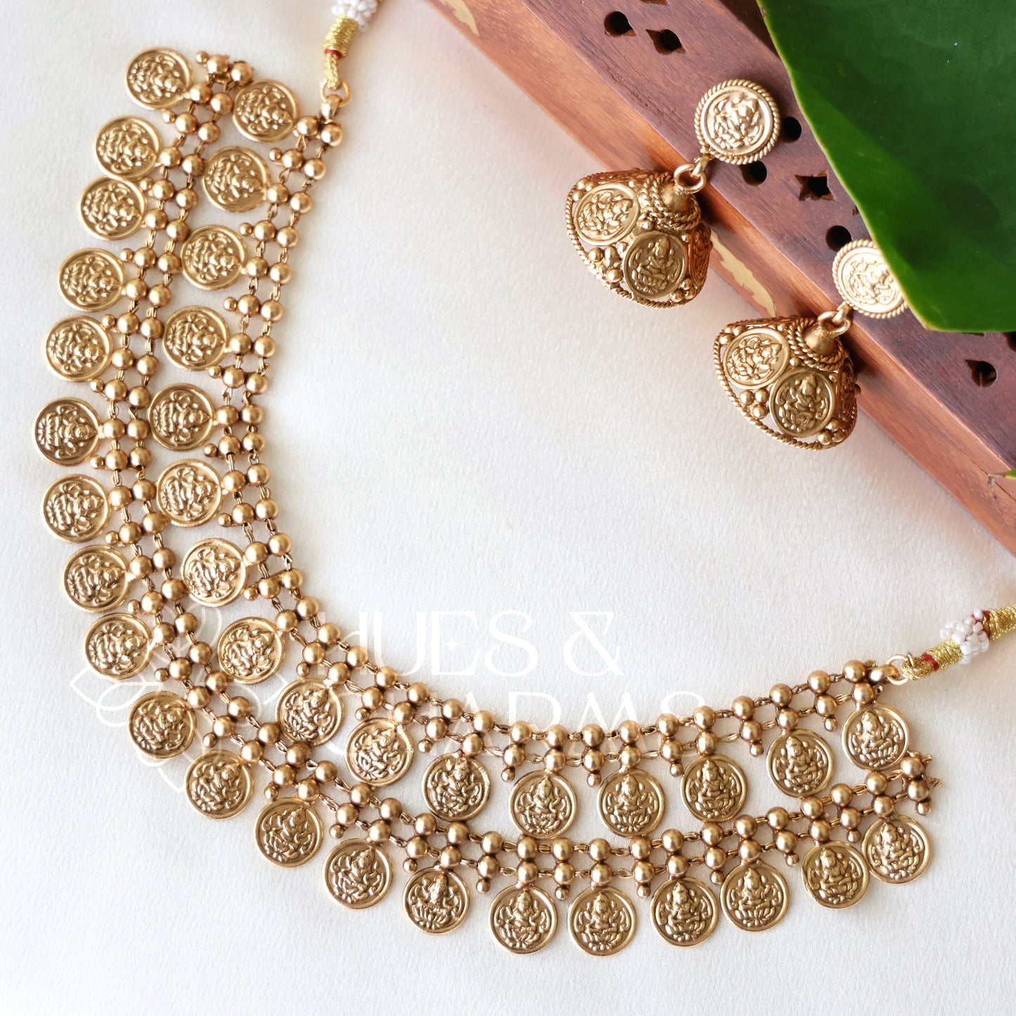 TRADITIONAL GOLDEN LAKSHMI DOUBLE LAYER COIN NECKLACE SET