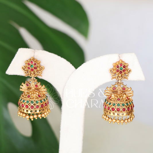 GOLDEN MAYURA TEMPLE JHUMKAS