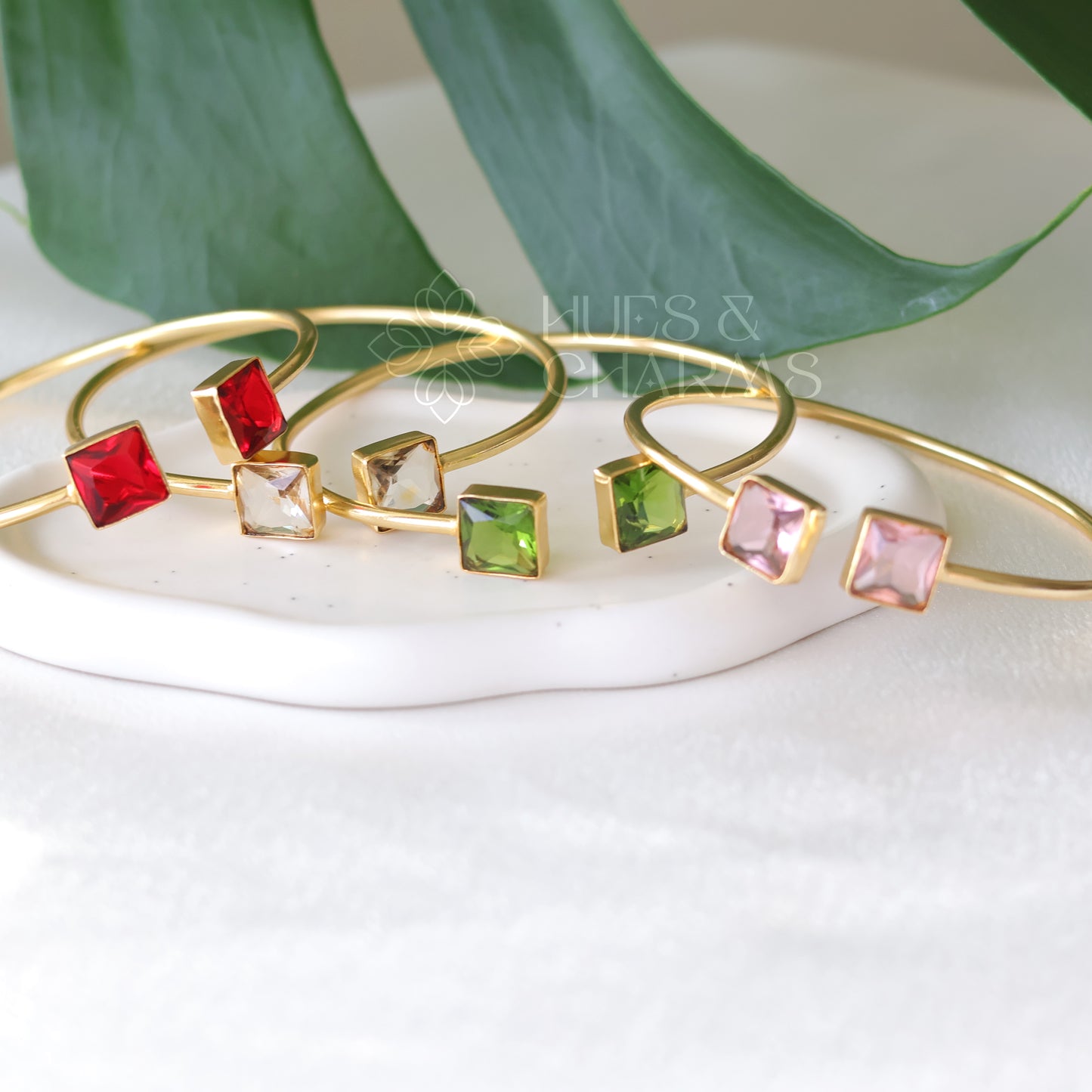 GOLDEN ADJUSTABLE SQUARE BANGLE (COLOURS AVAILABLE)