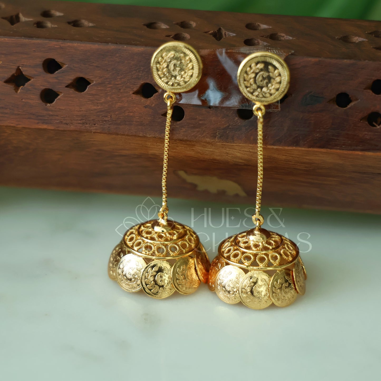 GOLDEN TARANGINI COIN JHUMKA (NON IDOL VERSION) | GOLD PLATED