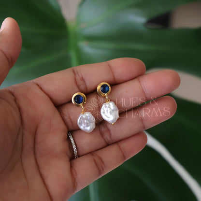 GOLDEN GLOSSY PEARL DROP SMALL EARRINGS (COLOURS AVAILABLE)