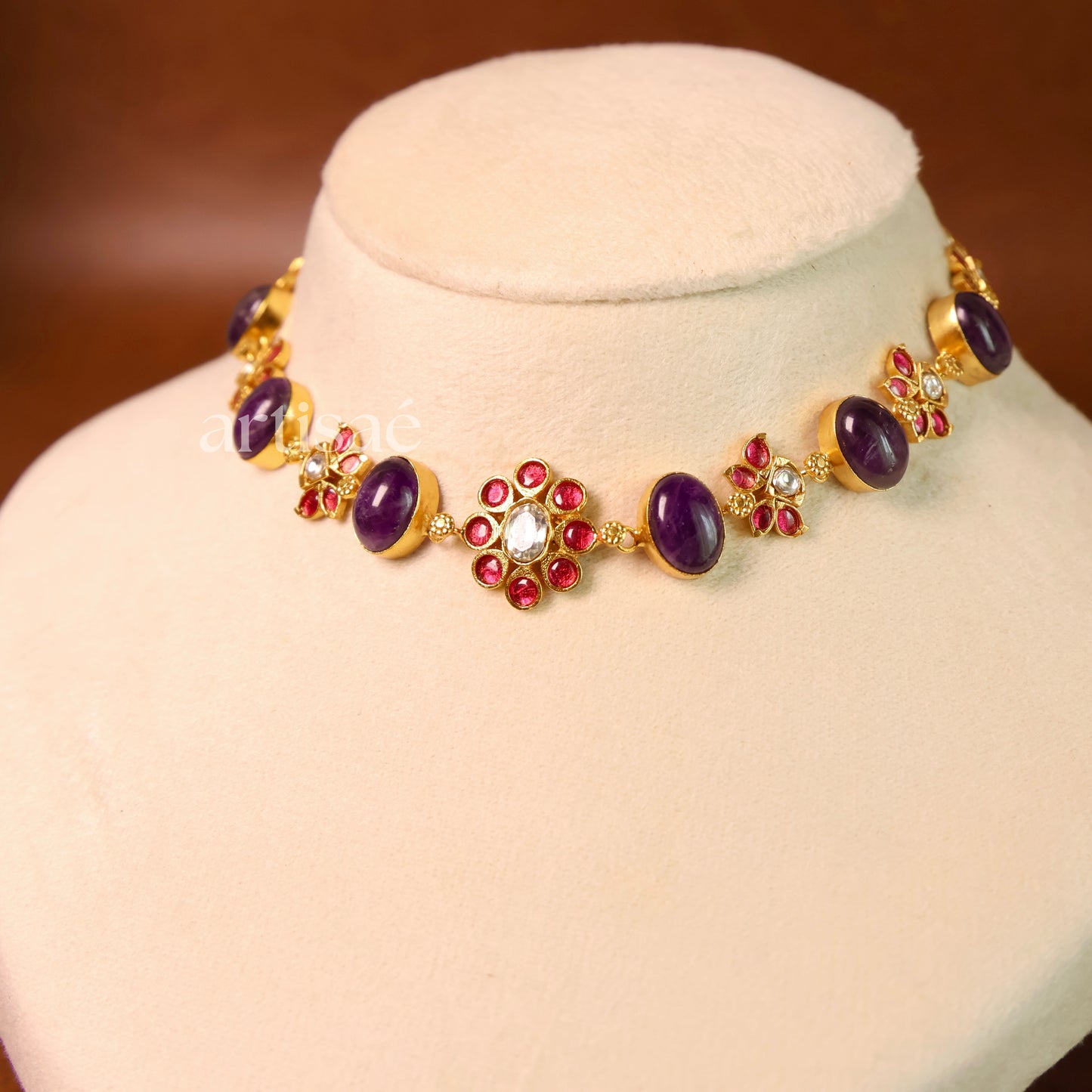 ÉLORA NATURAL STONE CHOKER SET - AMETHYST