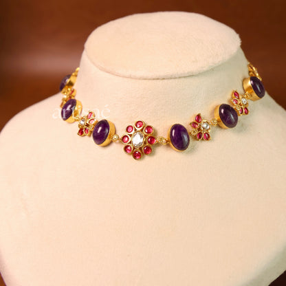 ÉLORA NATURAL STONE CHOKER SET - AMETHYST