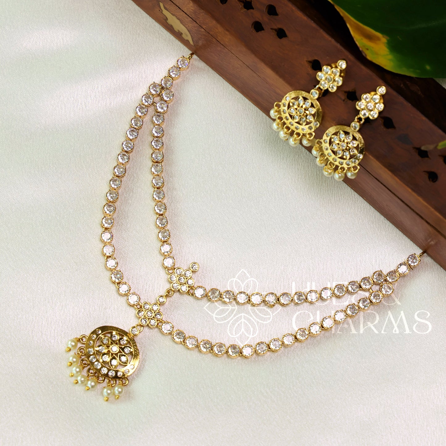 GOLDEN DOUBLE LAYERED ATTIGAI SET (Colours available)