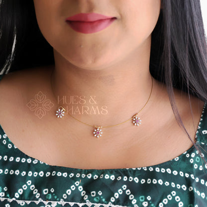 WHITE 3 SNOWFLAKES FLOATING NECKPIECE (COLOURS AVAILABLE)