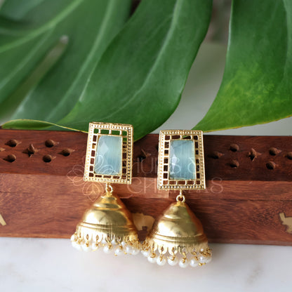 GOLDEN SAANVI JHUMKA WITH PEARLS (Colours available)