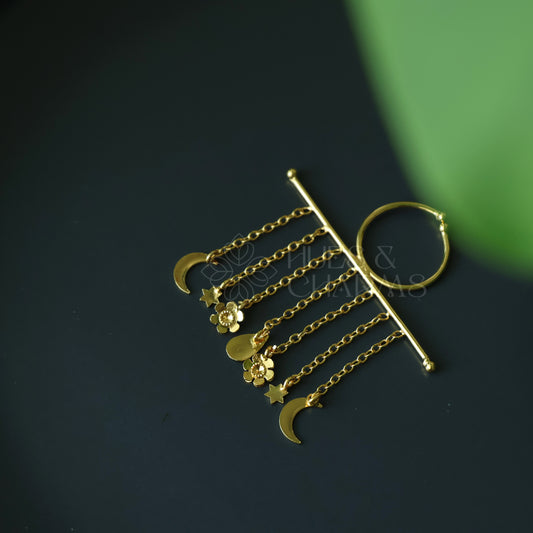 GOLDEN CELESTIA TASSEL ADJUSTABLE STATEMENT RING