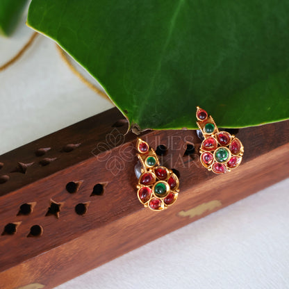 GOLDEN PUSHPA LEAF LAKSHMI NECKLACE SET (COLOURS AVAILABLE)